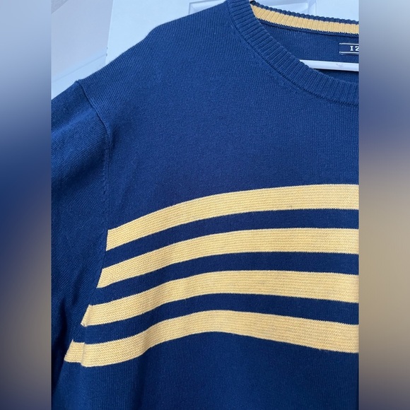 IZOD• Men’s Sweater Blue Yellow Stripes Pullover,Size XXL, Like New - Picture 4 of 13